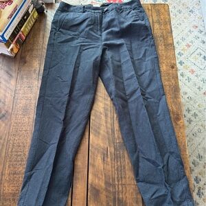 Sz 6 Poetry Dark Blue Linen Cotton Blend Textured Pants